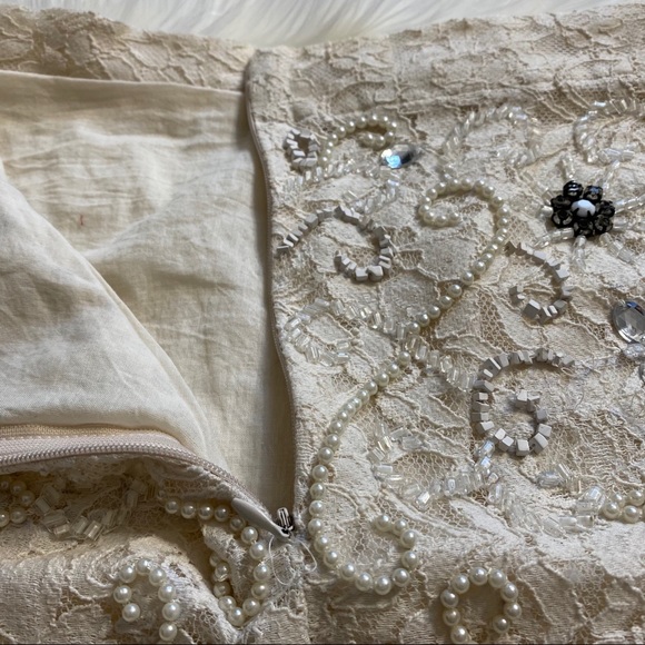 ✨HP✨ NWOT Zara Chandelier Ivory Cream Jewel Beaded Embellished Skirt Sz Small - Picture 10 of 11